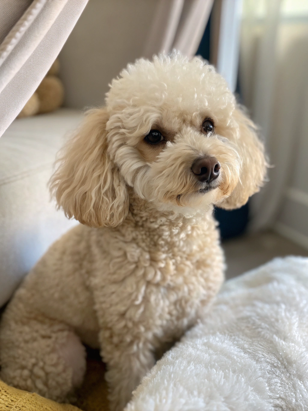 Purebred red Toy Poodle resting peacefully in Geraldton